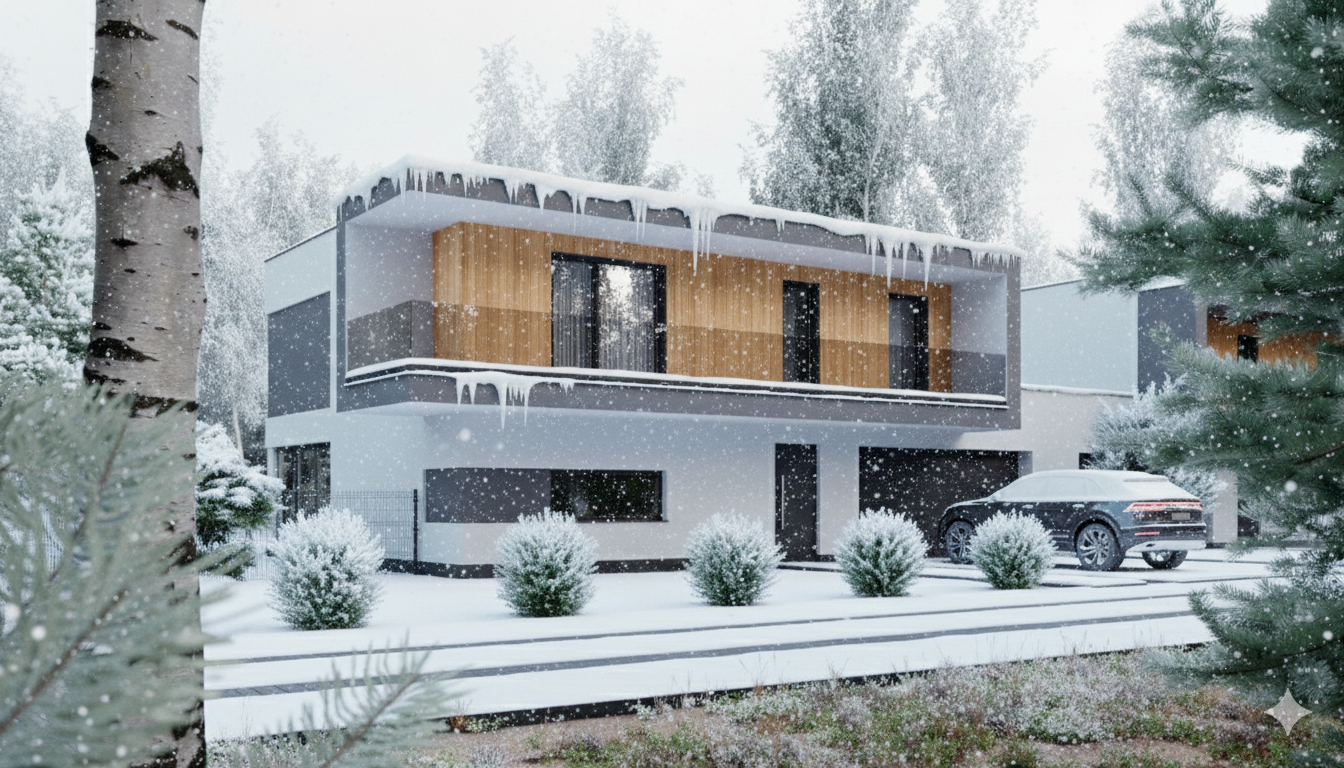 Bliźniaki Brzozowa – elewacja i ogród